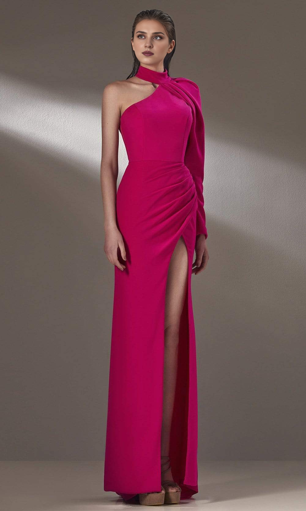 Gowns Evening Dresses/ One Shoulder Long Sleeves High Neck Sheath Prom Dress/ Evening Dresses/ Formal Women's Dresses/ Prom Dress Shops